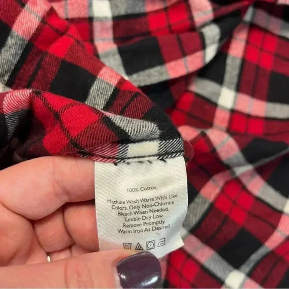 Eddie Bauer men’s flannel size small 100% cotton red black white plaid - Picture 3 of 6